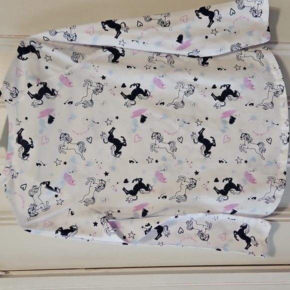 Justice White Unicorn Print Long Sleeve Top Size 14/16 - Picture 8 of 8